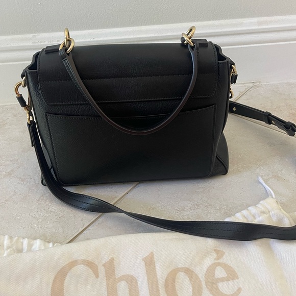 Chloe Faye Day Shoulder Bag Black with Gold Detail - Picture 8 of 13